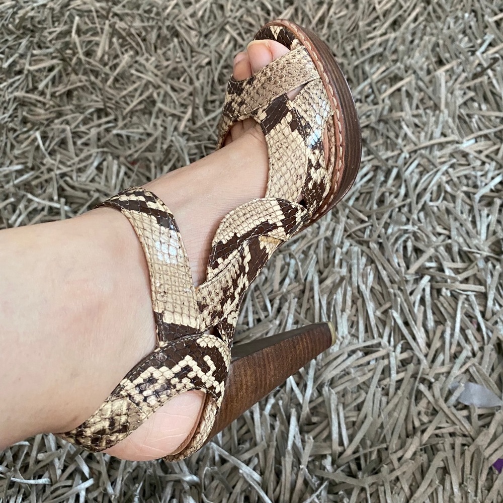 COACH TAMARA SNAKESKIN OPEN TOE SANDALS
